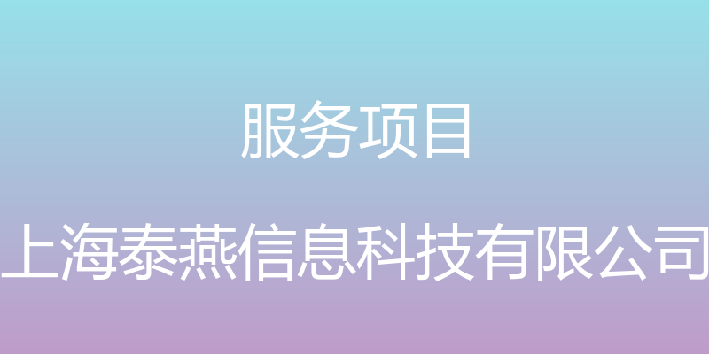 服务项目 - 上海泰燕信息科技有限公司