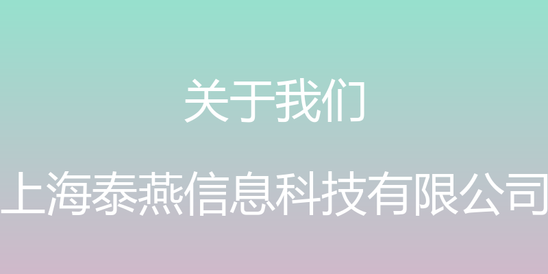 关于我们 - 上海泰燕信息科技有限公司