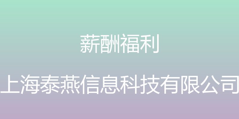 薪酬福利 - 上海泰燕信息科技有限公司