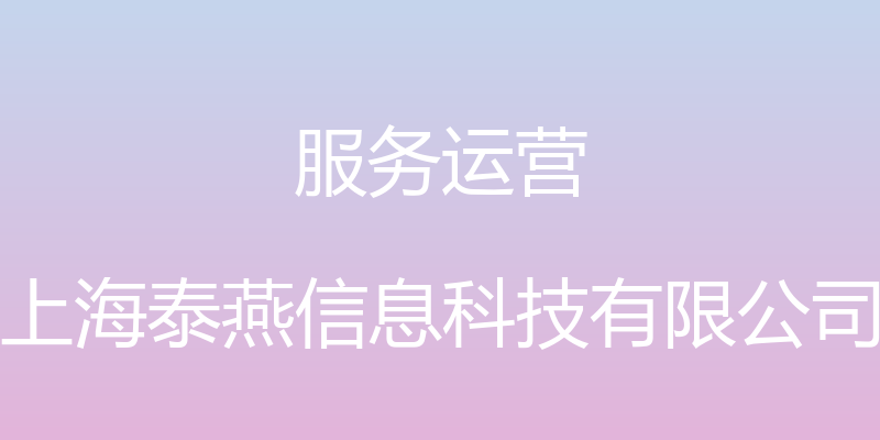 服务运营 - 上海泰燕信息科技有限公司